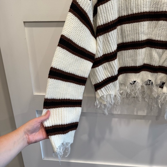 Rue21 Frayed Hem Striped 2X Sweater - Picture 3 of 7